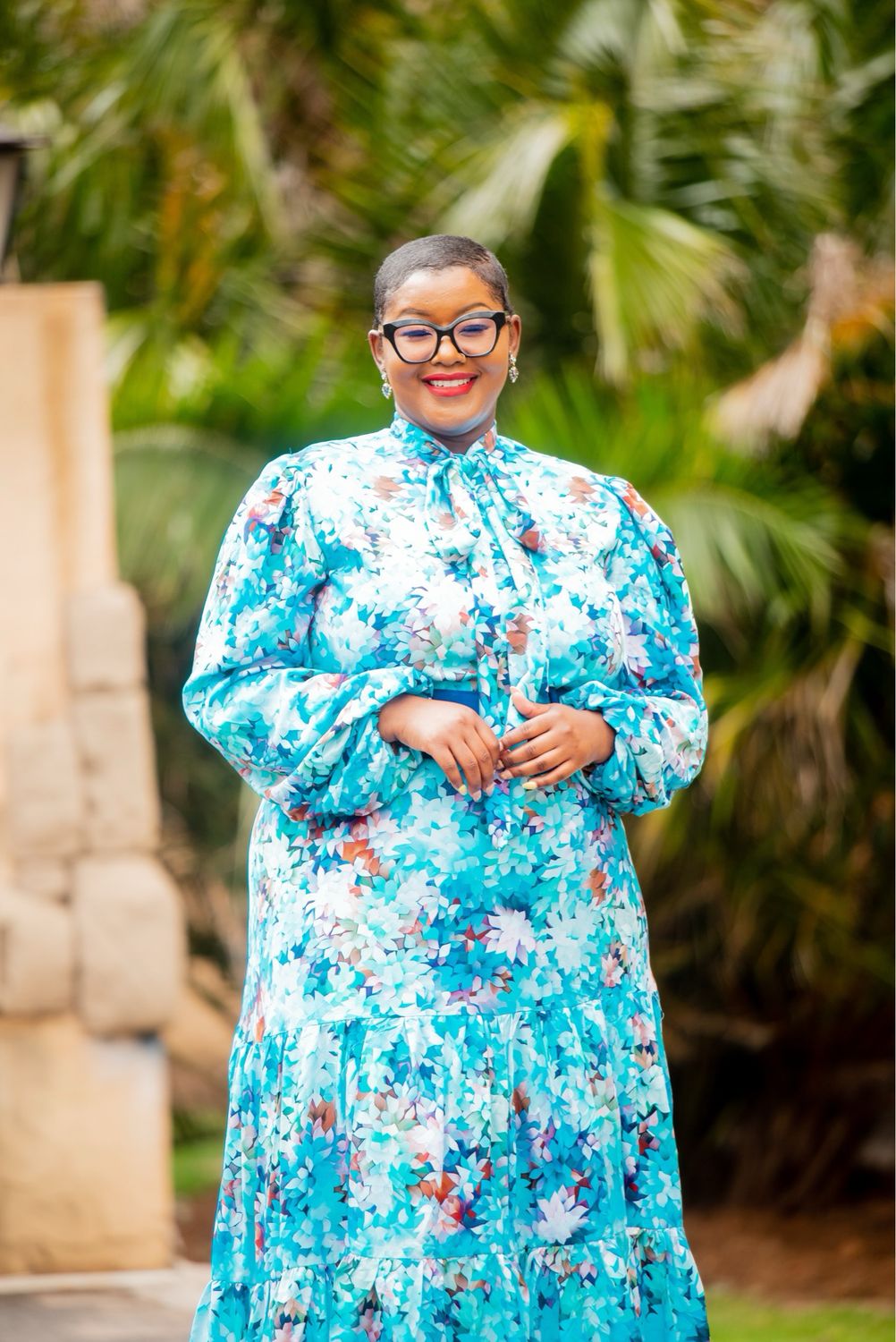 Theodorah The Dress: Romantic Elegance in Rich Blue Florals